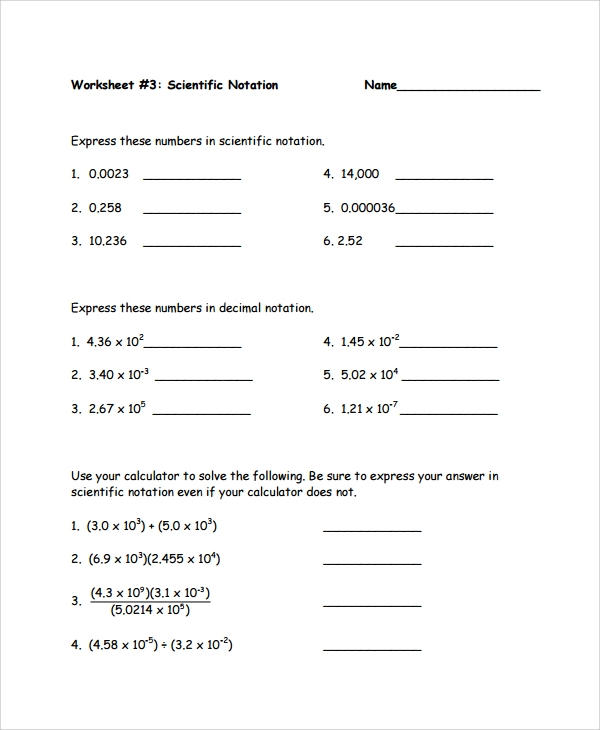 10 Scientific Notation Worksheet Sample Templates