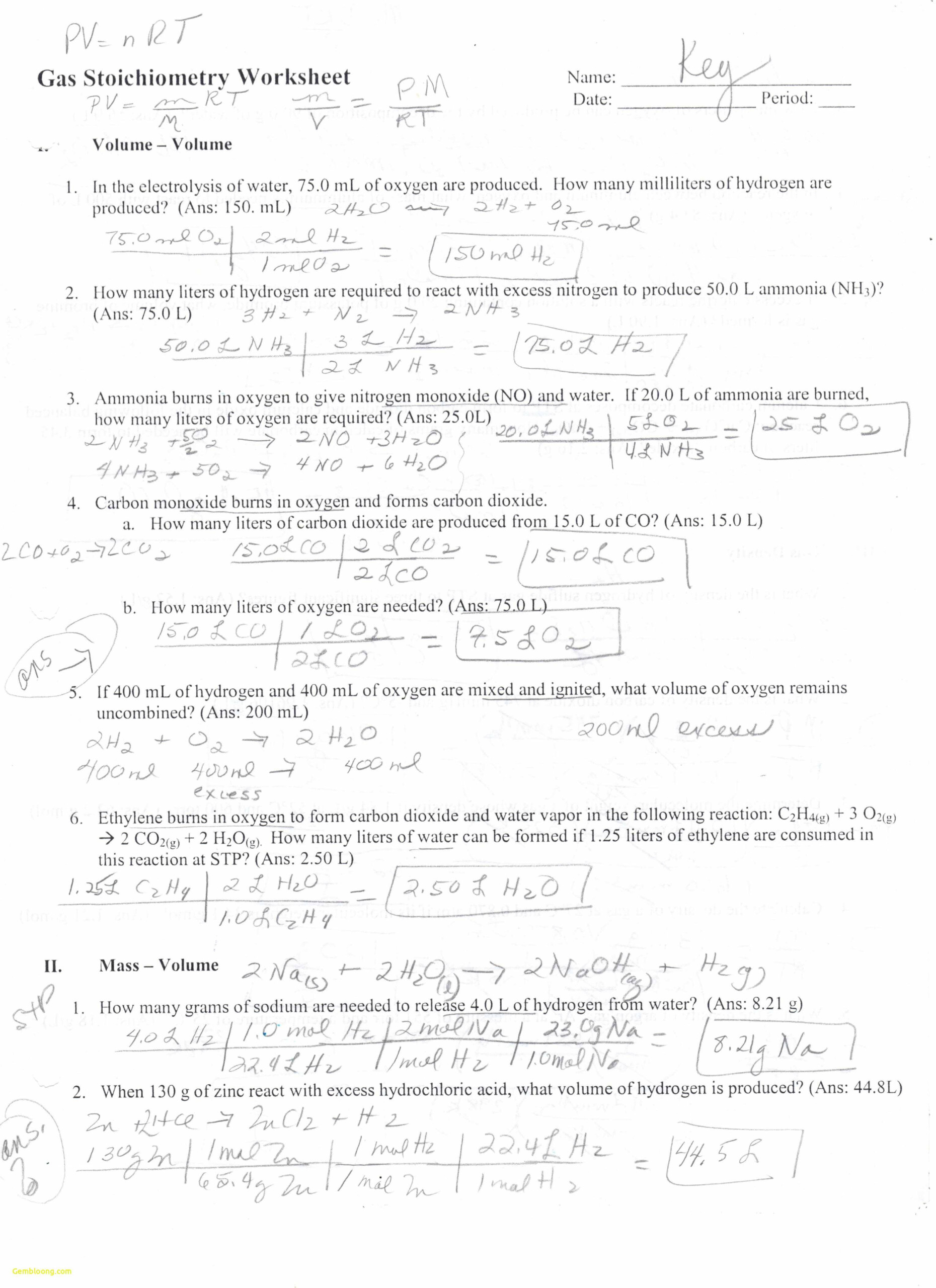 19 Stoichiometry Practice Worksheet 2 Answers Incognosis