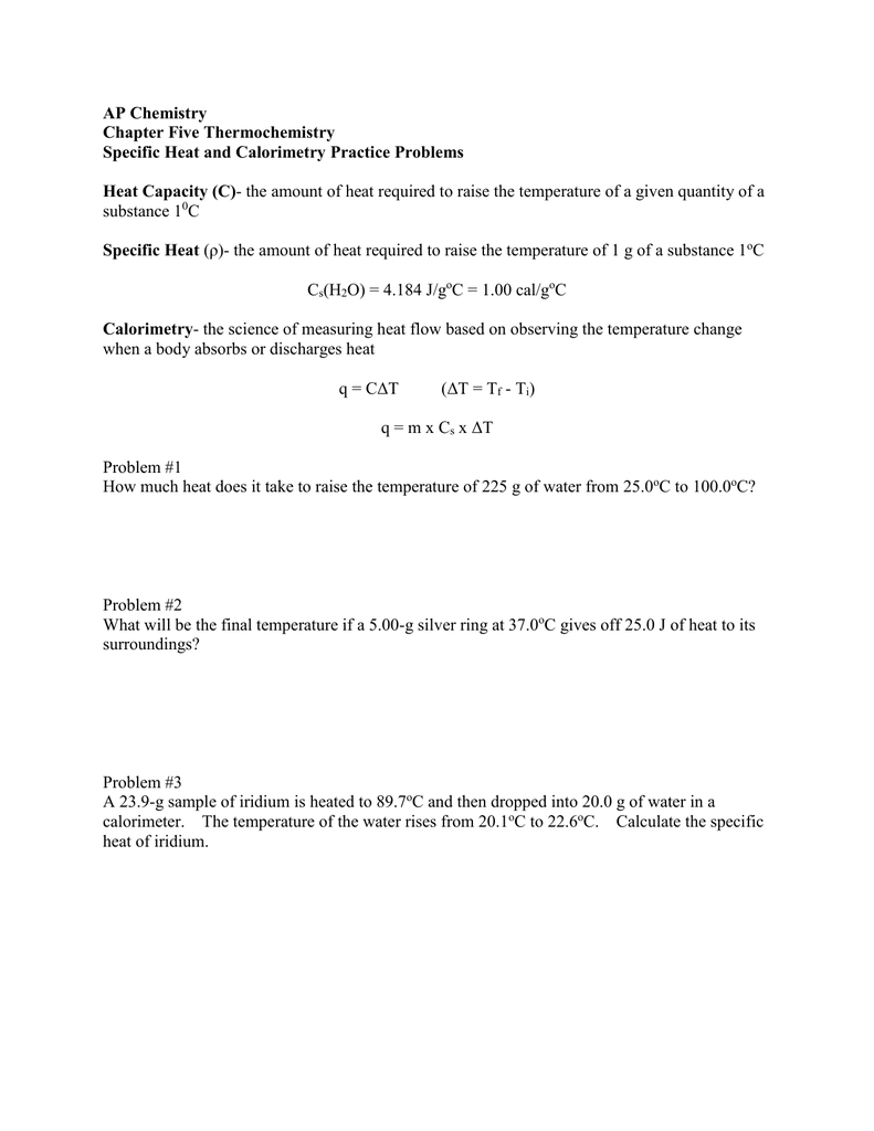 28 Chemistry Worksheet Heat And Calorimetry Problems Worksheet 