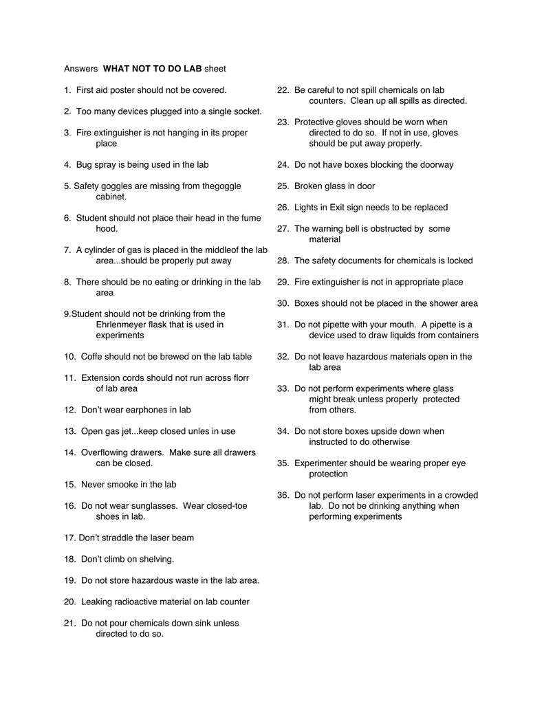 28 What Not To Do Laboratory Worksheet Answers Worksheet Resource Plans