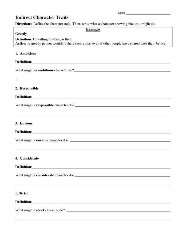 30 Character Traits Worksheet 3rd Grade Education Template