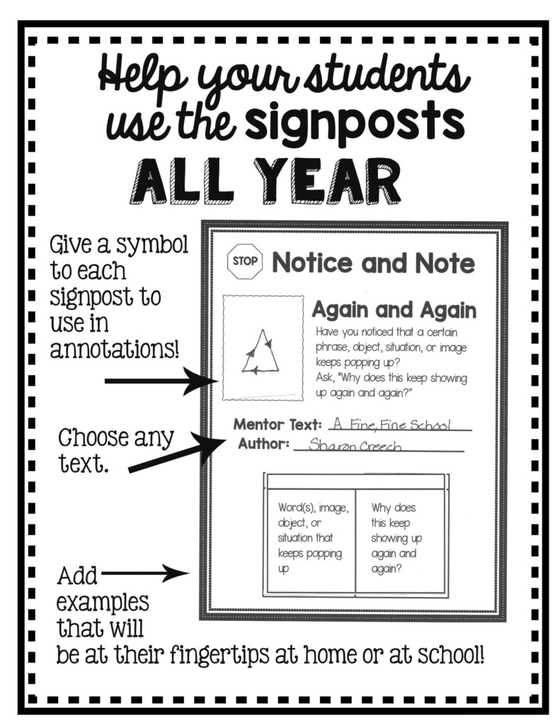 30 Notice And Note Signposts Worksheet Education Template