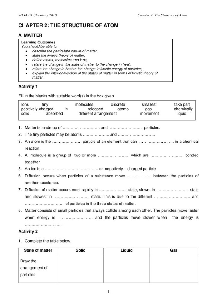 30 States Of Matter Worksheet Chemistry Education Template