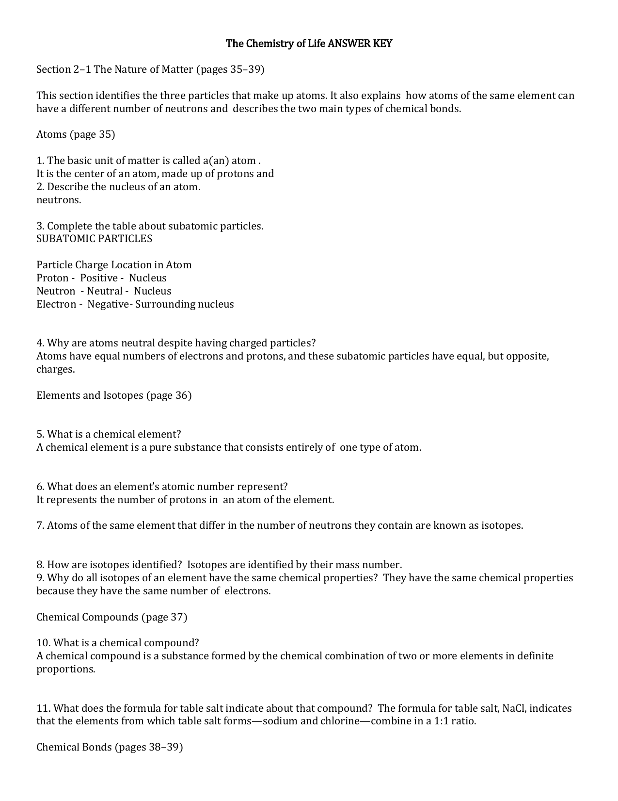 35 Chemistry Of Life Review Worksheet Answers Support Worksheet