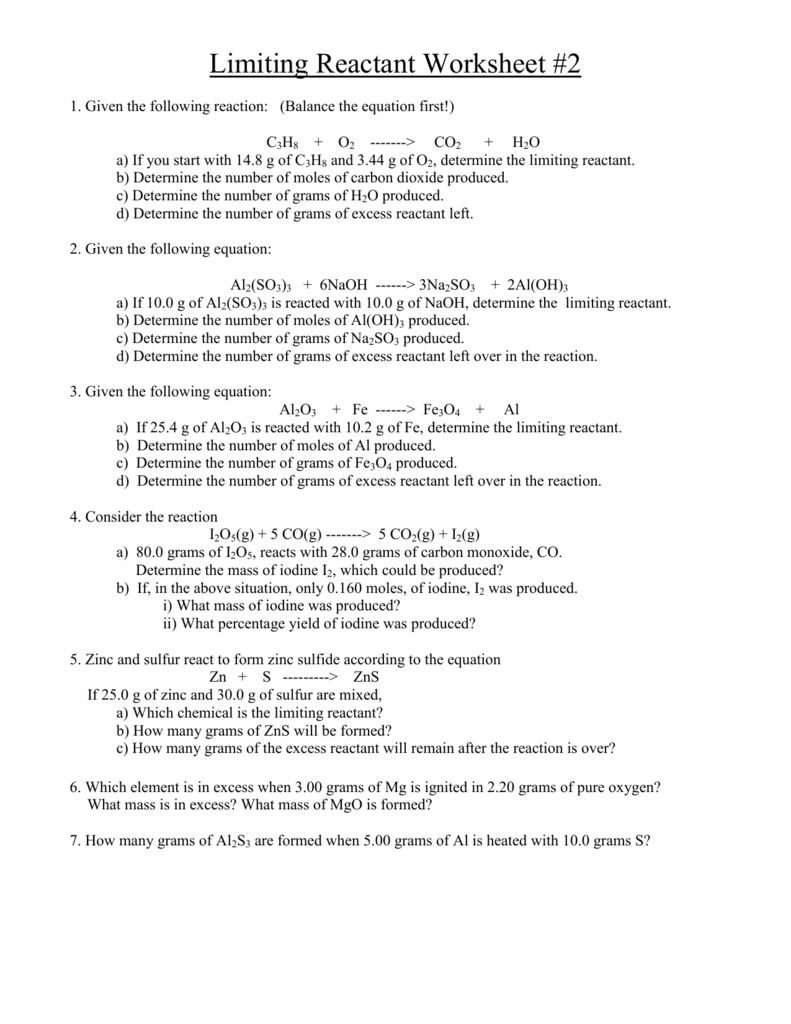 35 Limiting Reactant Worksheet Answers Notutahituq Worksheet Information