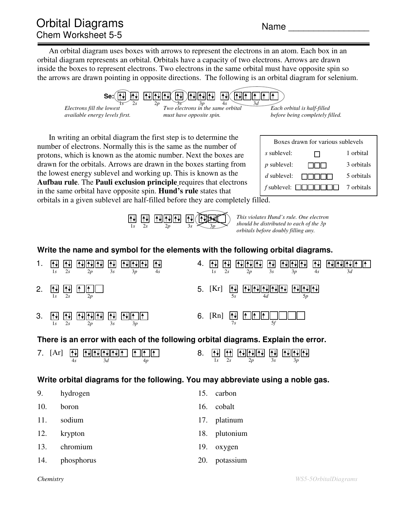 35 Orbital Diagram Worksheet With Answers Wiring Diagram Database