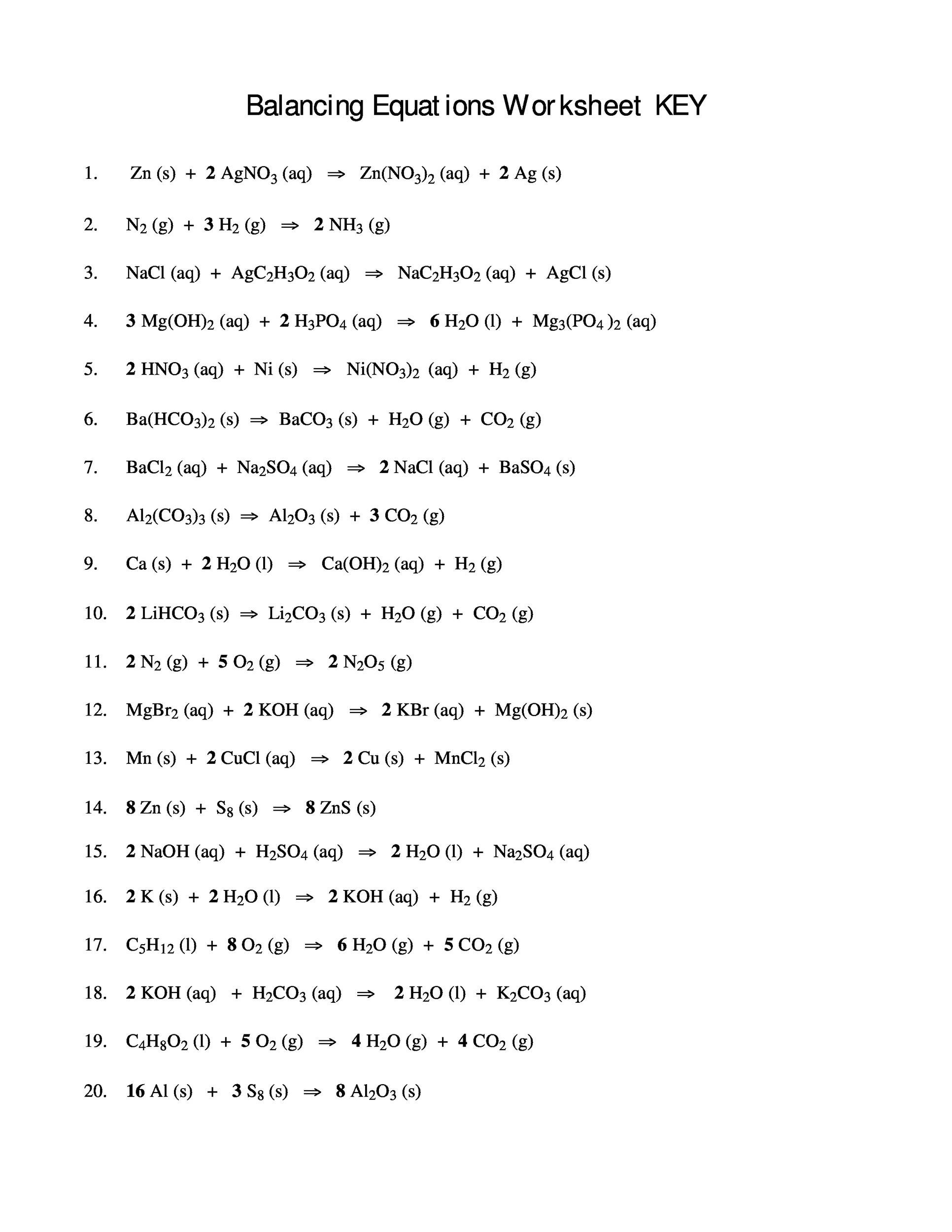 36 Balancing Equations Worksheet Answers Chemistry Worksheet Source 2021