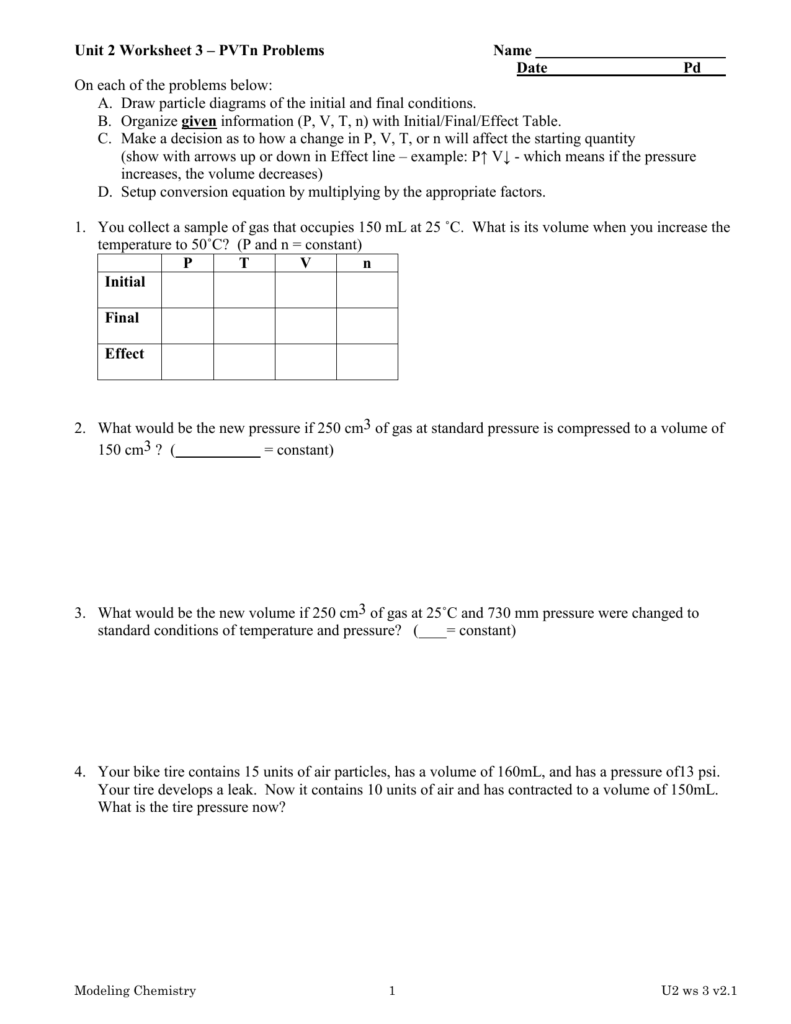 36 Chemistry Unit 2 Worksheet 3 Pvtn Problems Answers Support Worksheet