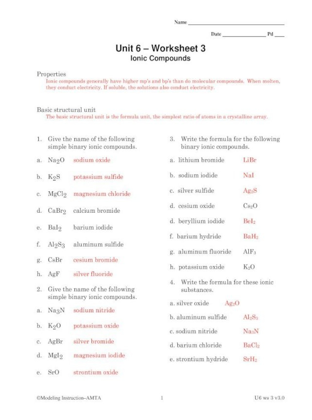 36 Formulas For Ionic Compounds Worksheet Answers Combining Like 