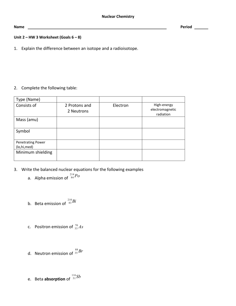 37 Unit 16 Nuclear Chemistry Balancing Nuclear Reactions Worksheet 