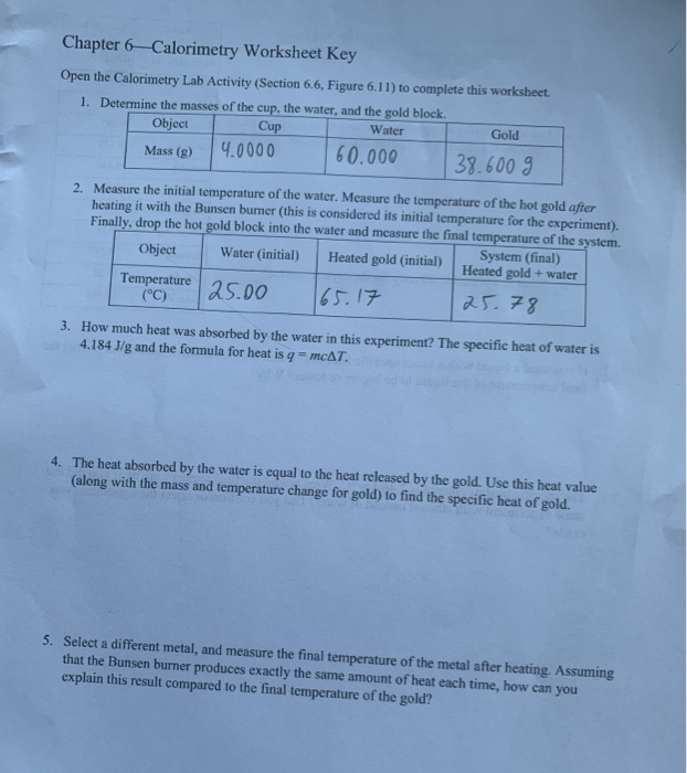38 Chemistry Worksheet Heat And Calorimetry Problems Worksheet Source 