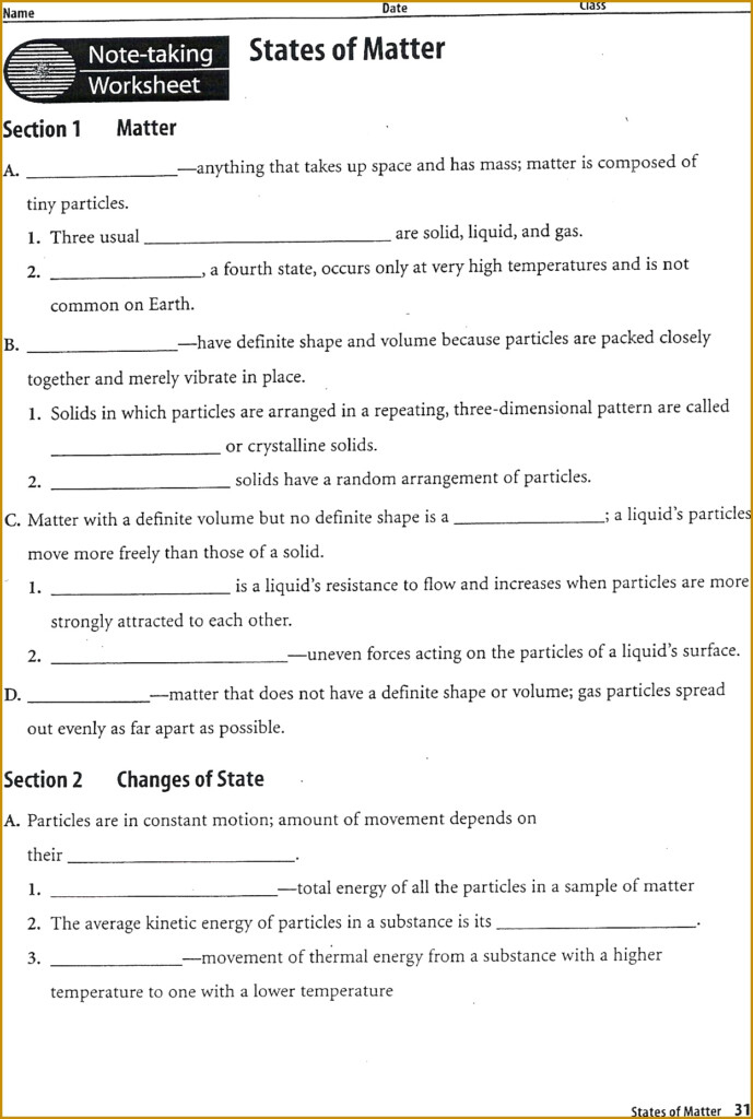 4 States Of Matter Worksheet Pdf FabTemplatez