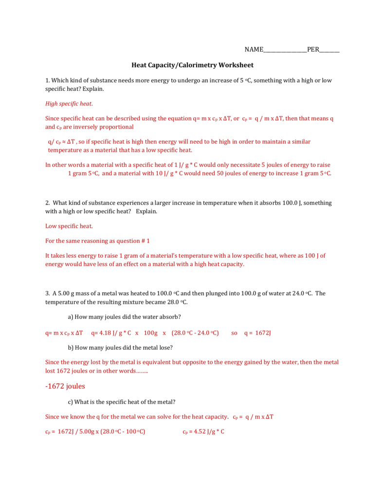 40 Specific Heat Worksheet Answer Key Combining Like Terms Worksheet