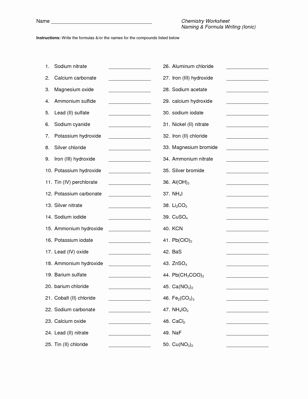 50 Naming Chemical Compounds Worksheet Answers Chessmuseum Template 