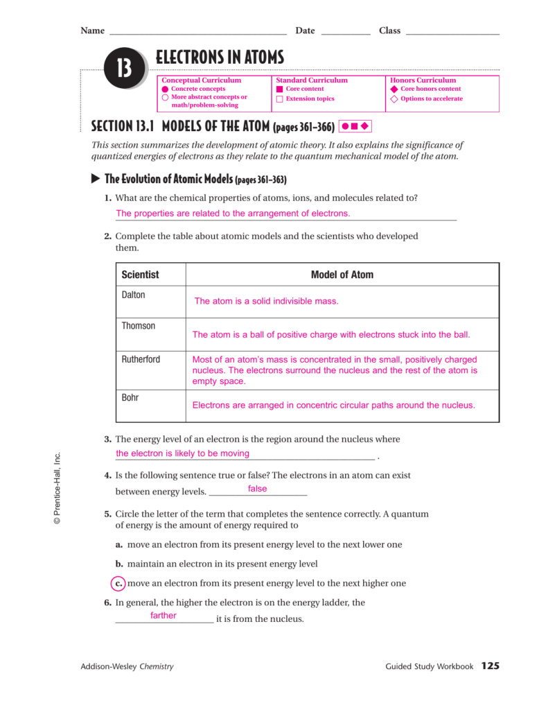 51 Models Of The Atom Worksheet Answers Worksheet List