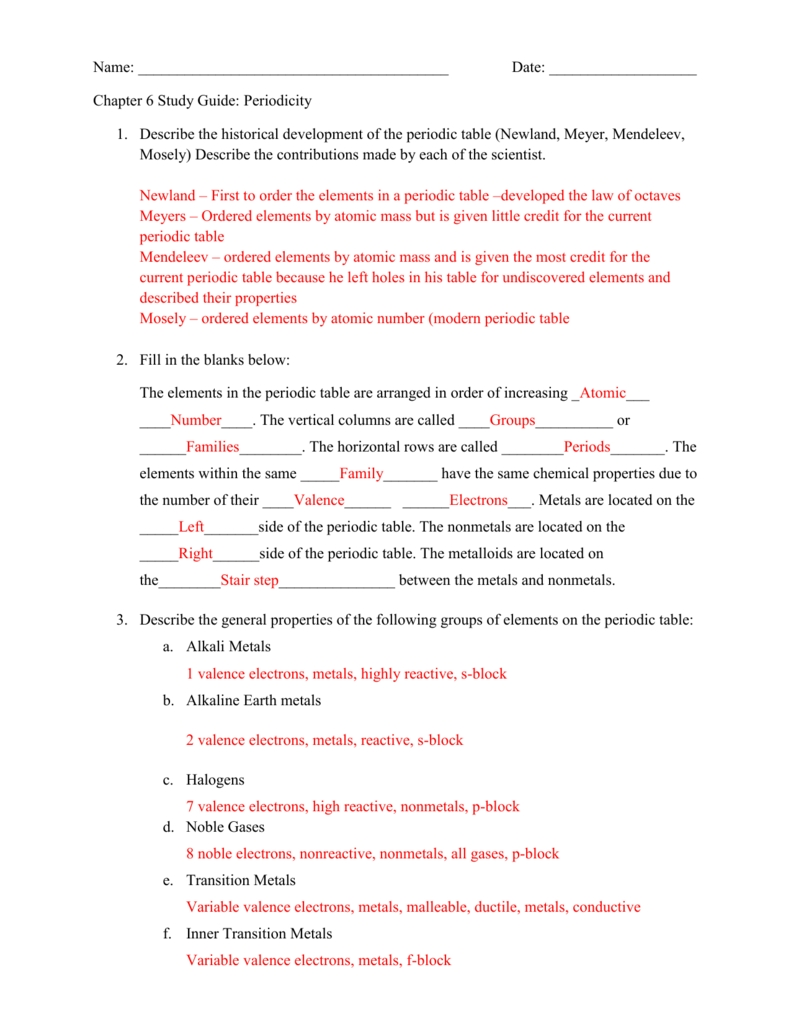 6 Images A Brief History Of The Periodic Table Worksheet Answers And 