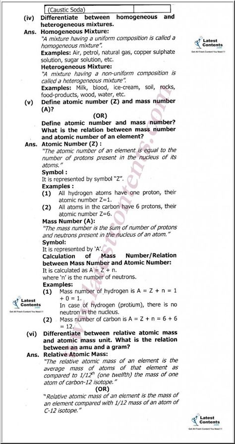 9th Class Chemistry Notes Unit 1 Fundamentals Of Chemistry