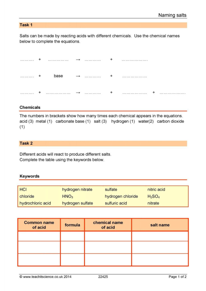 Acids Bases Salts Worksheet