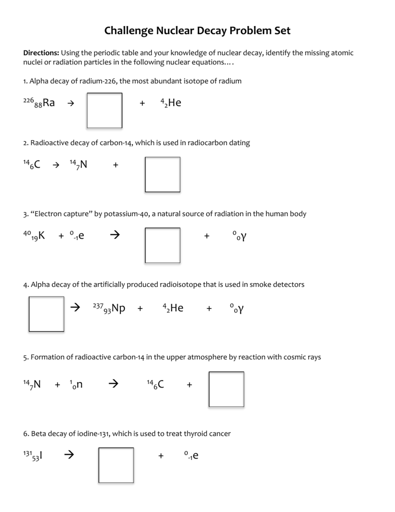 Alpha And Beta Decay Worksheet With Answers Nidecmege