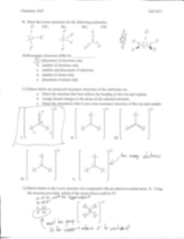 Answers Worksheet 5 Chemistry 102F Fall 2013 Worksheet 5 1 Draw The 