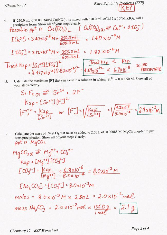 Ap Chem Solutions Worksheet Answers