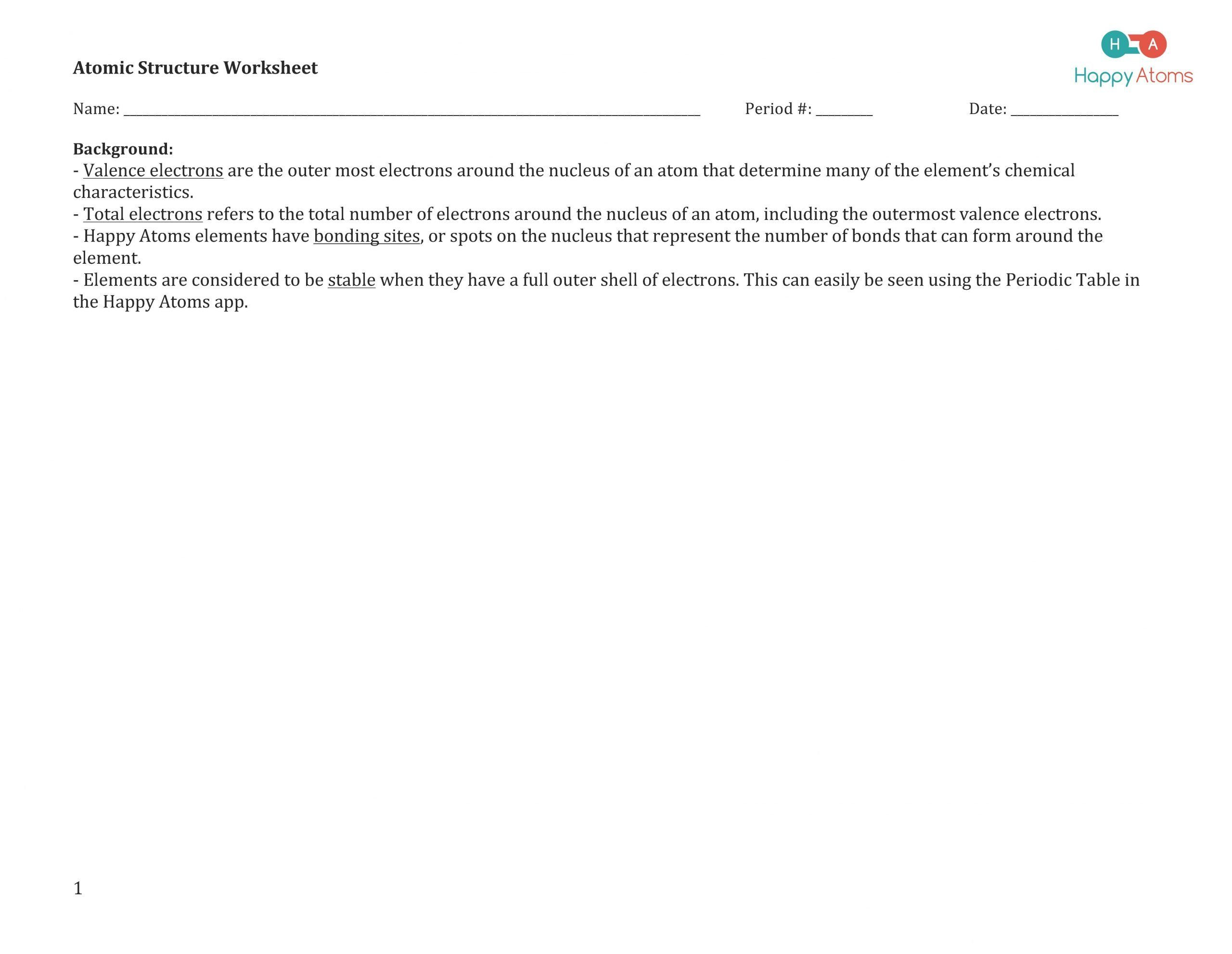 Atomic Structure Activity Worksheet