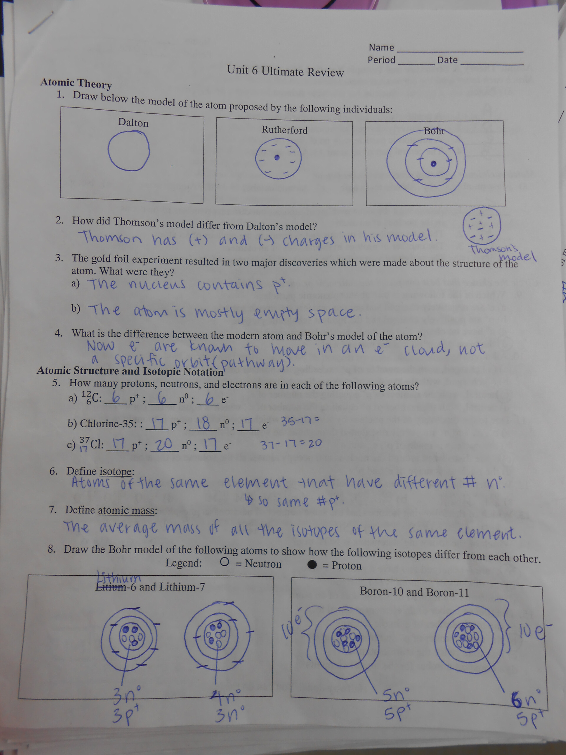 Atomic Theory Review Worksheet Answers Ivuyteq