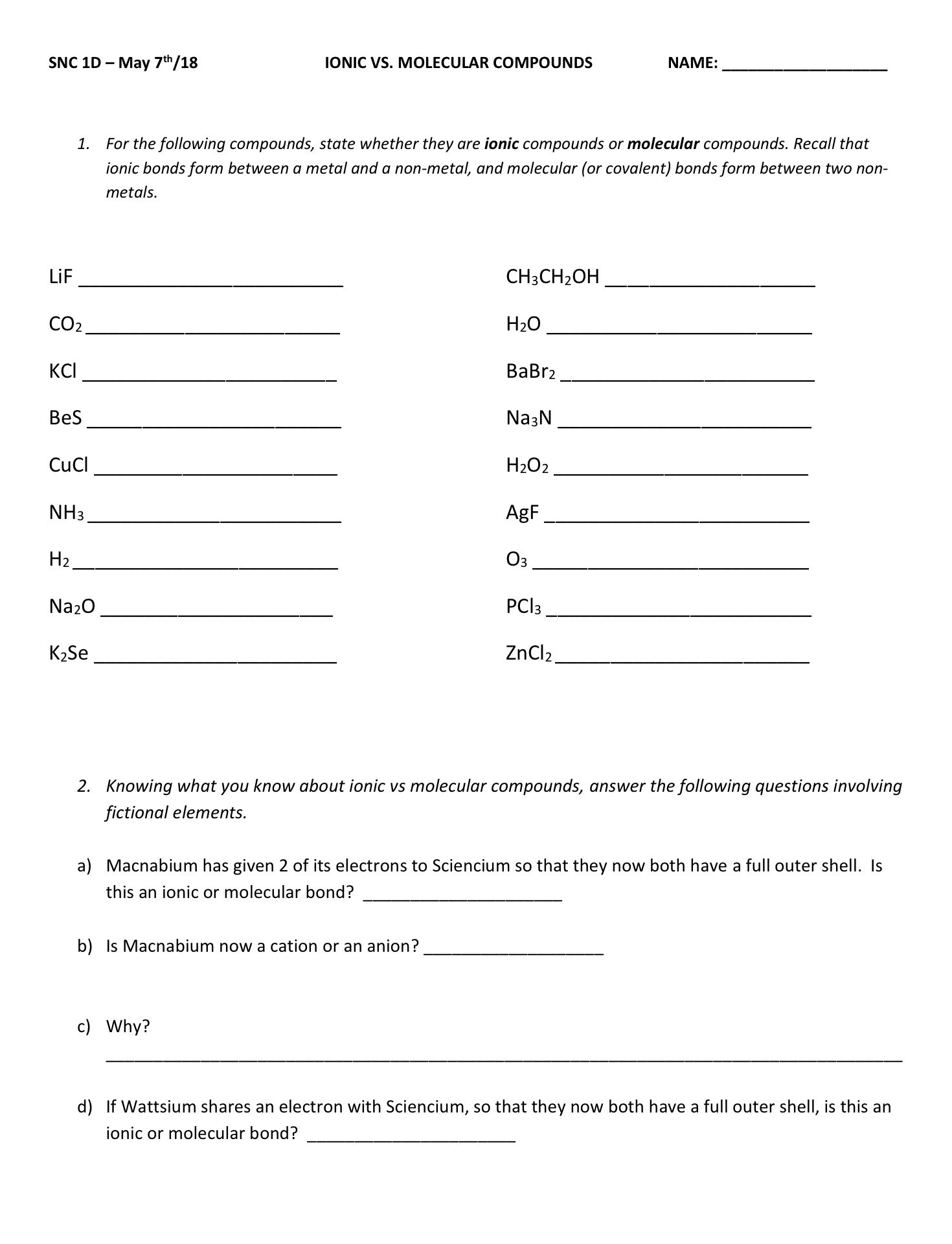 Atoms Elements And Compounds Worksheet Answers Worksheet List