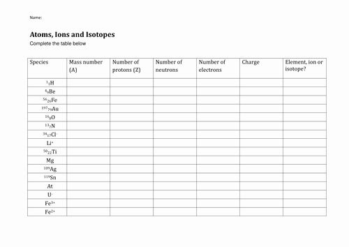 Atoms Ions Isotopes Worksheet Answers Askworksheet