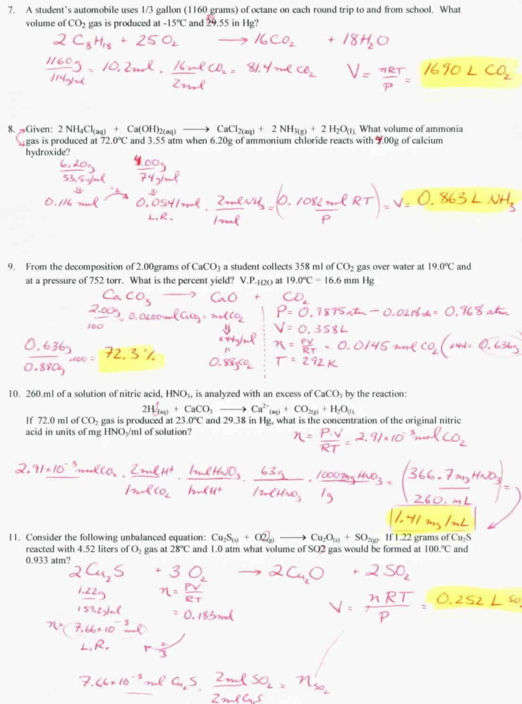 Avogadro Number Worksheet Answers Printable Worksheet Template