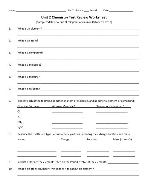 Awesome Unit 2 Worksheet 1 Chemistry Goal Keeping Intelligence