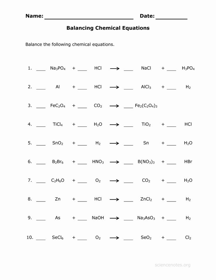 Balancing Chemical Equation Worksheet Lovely Balance Chemical Equations