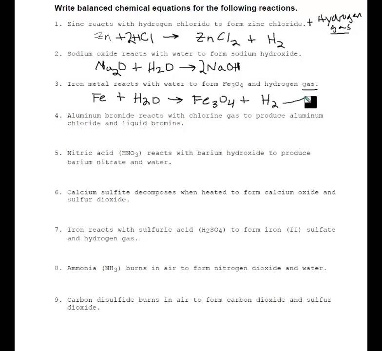 Balancing Chemical Equations Worksheet Word Diy Projects