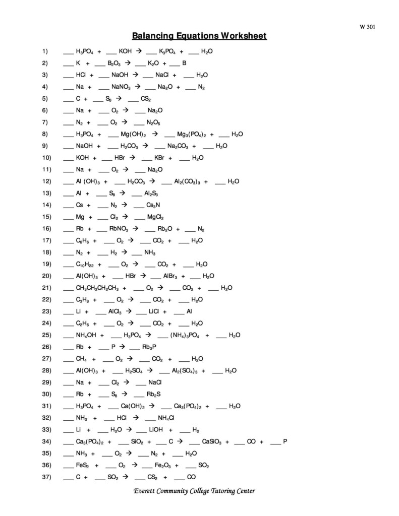 Balancing Equations Practice Answer Key My PDF Collection 2021