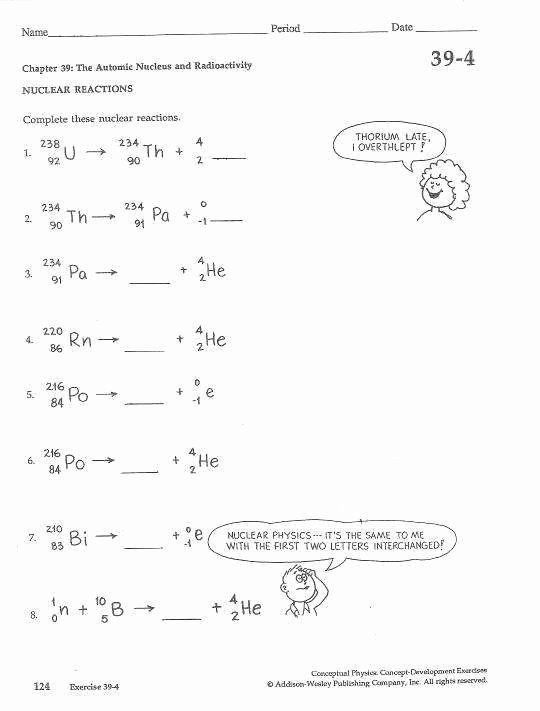 Balancing Nuclear Equations Worksheet Answers Nuclear Chemistry 