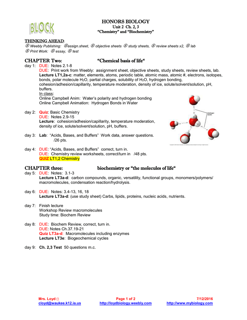 Basic Chemistry Review Worksheet
