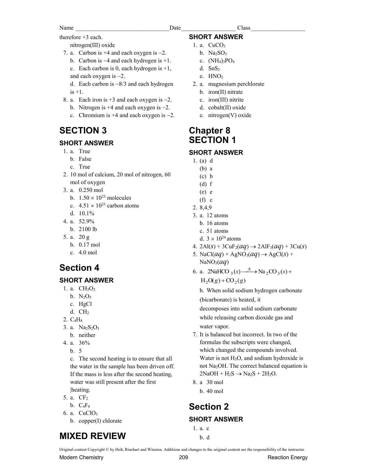 Bestseller Chemistry Chapter 10 Section 3 Review Answers