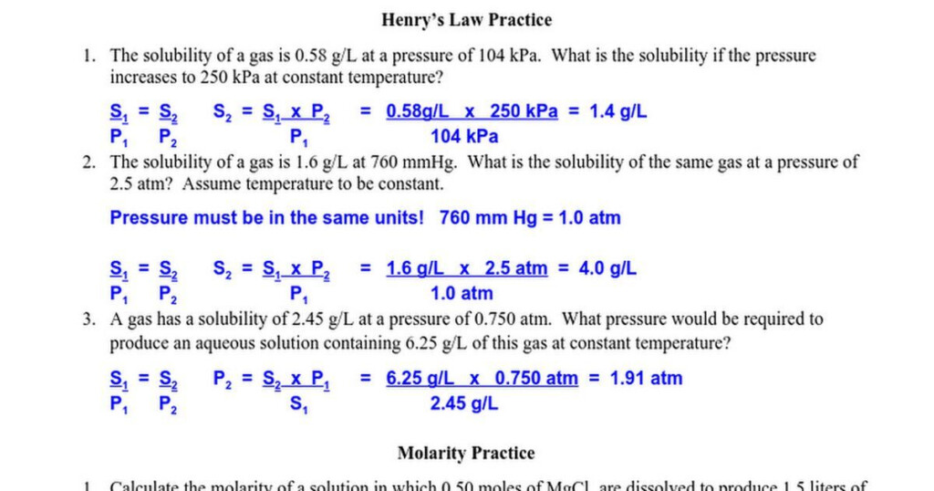 Bestseller Chemistry Molarity Worksheets With Answers