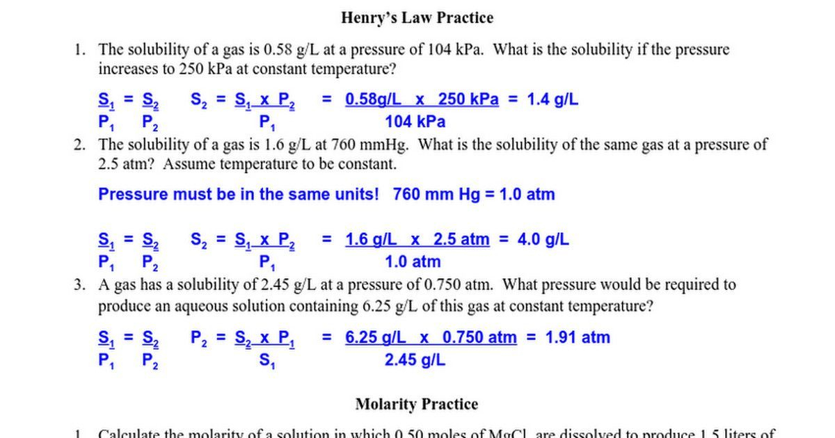 Bestseller Chemistry Molarity Worksheets With Answers