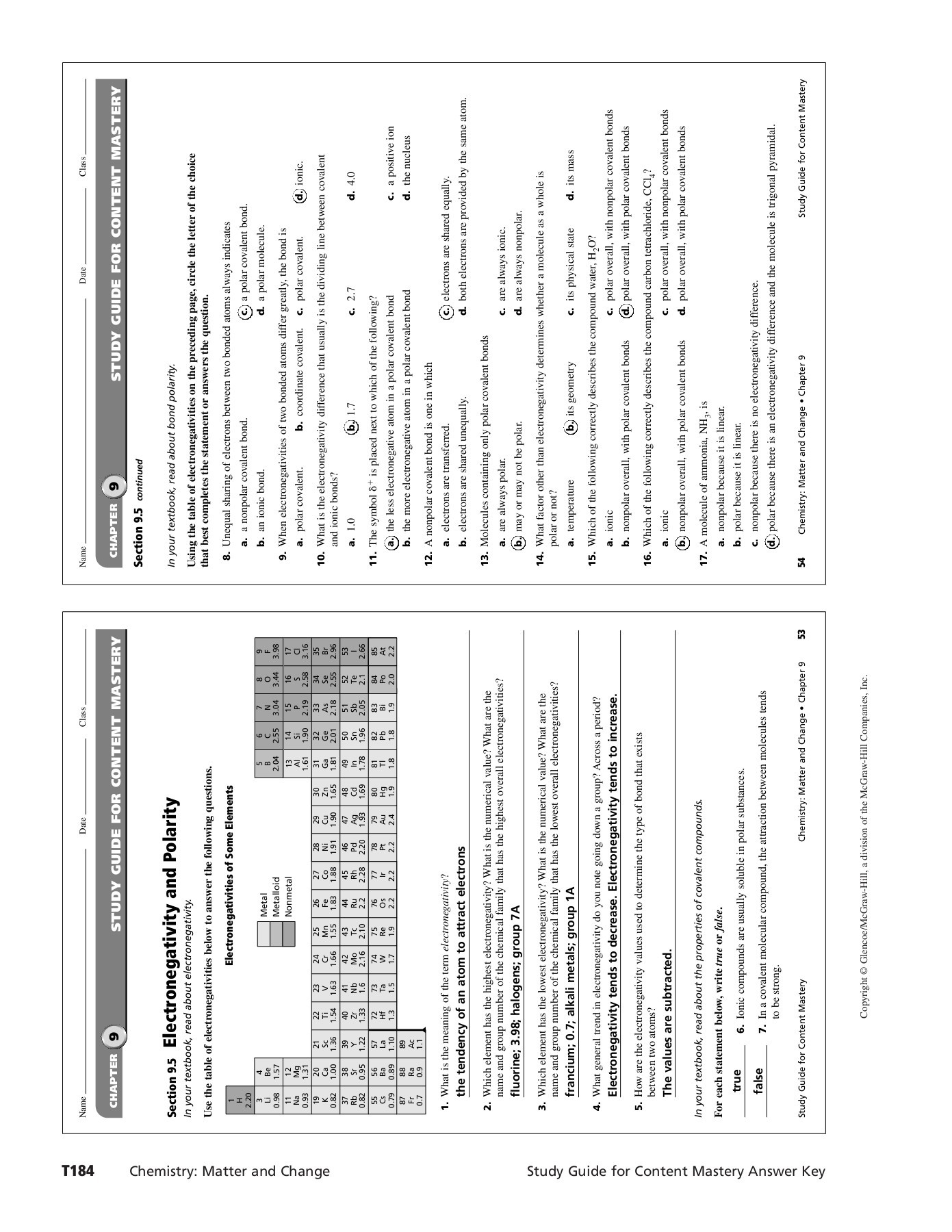 Bestseller Glencoe Chemistry Matter Change Answer Key Chapter 16