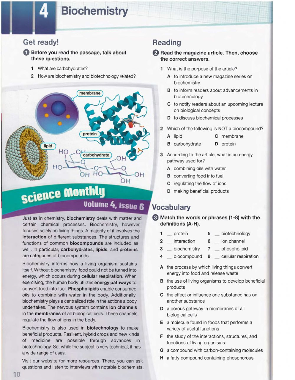 Biochemistry Worksheet