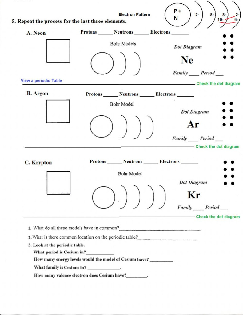 Bohr Models Family 8 Worksheet