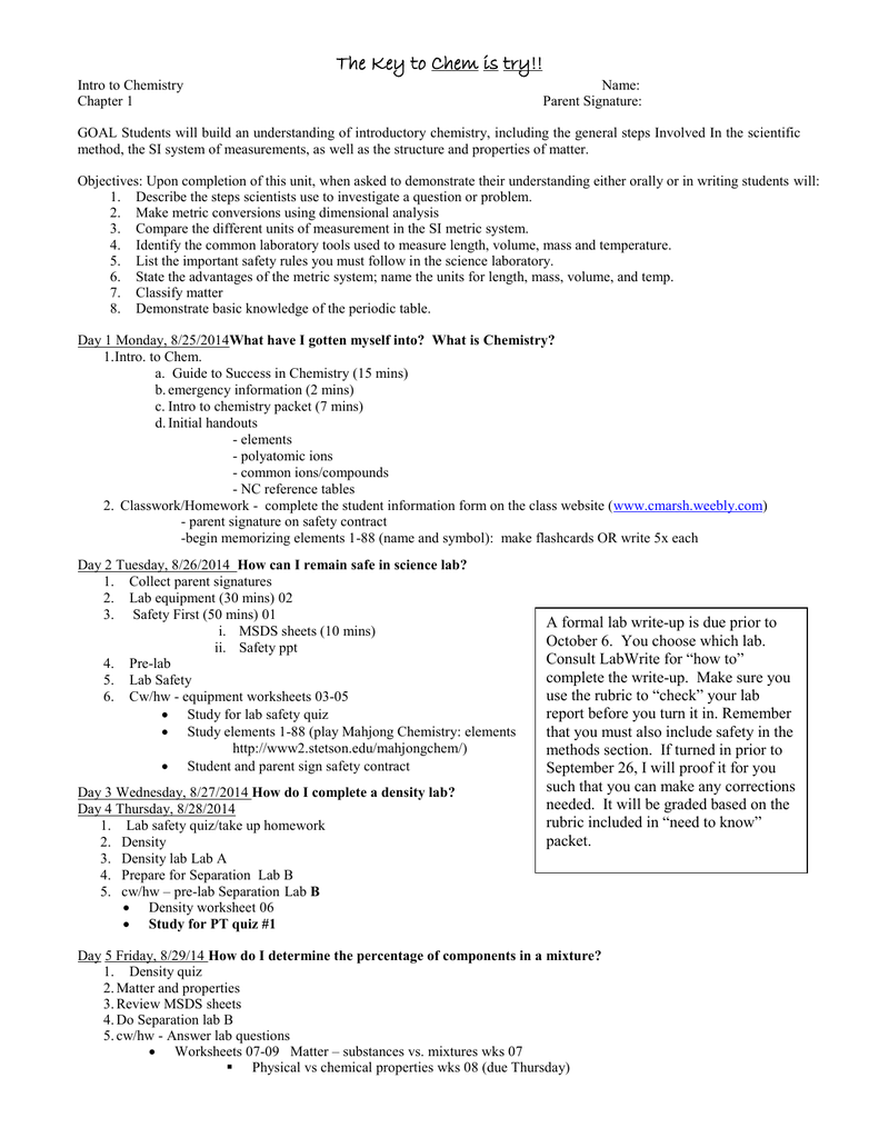 Chapter 1 Introduction To Chemistry Worksheet Answers