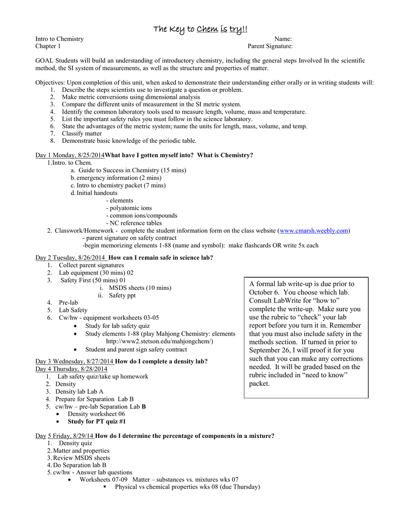 Chapter 1 Introduction To Chemistry Worksheet Answers 