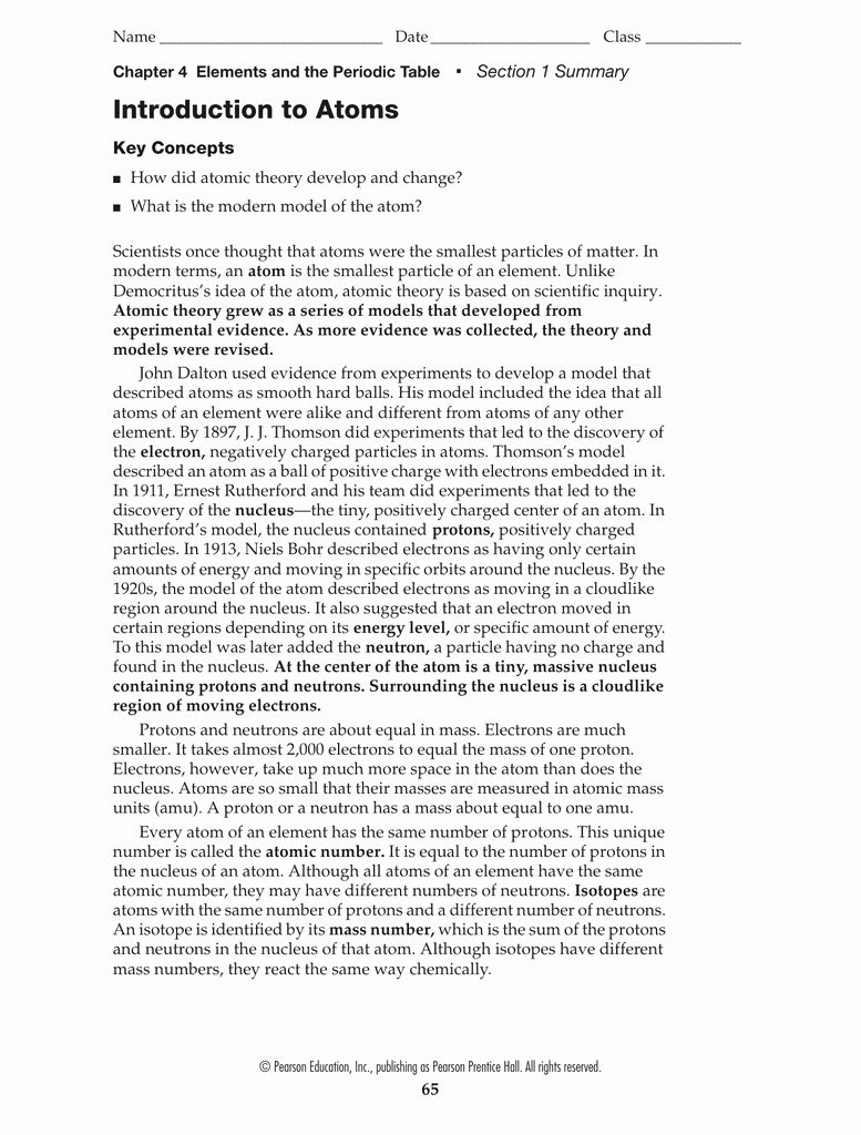 Chapter 1 Introduction To Chemistry Worksheet Answers Pearson Education 