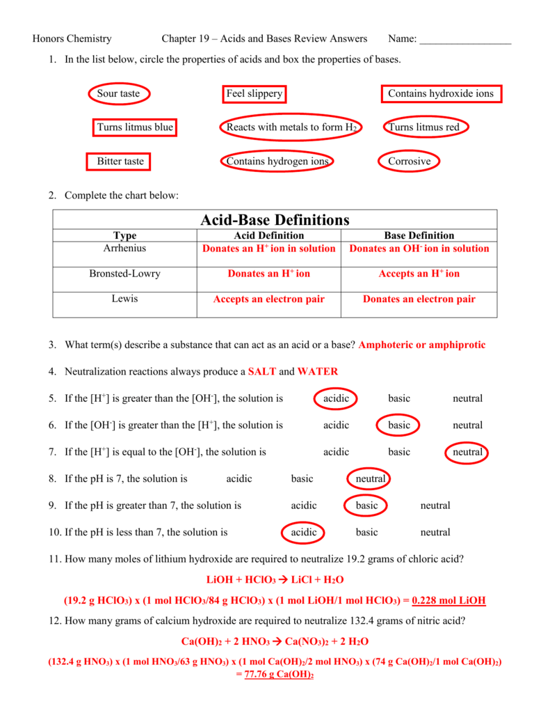 Chapter 19 Review Answers