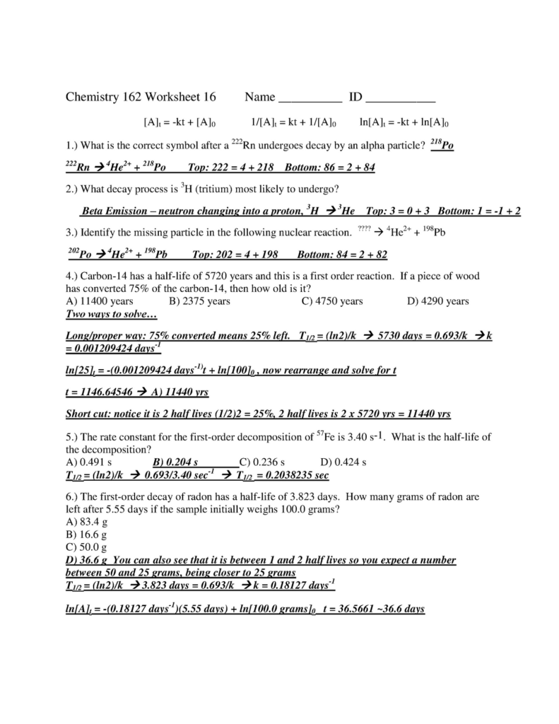 Chapter 25 Nuclear Chemistry Worksheet Answers Nidecmege