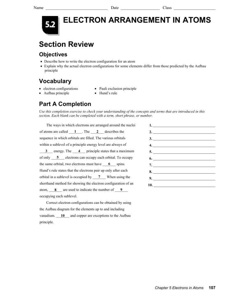 Chapter 5 Electrons In Atoms Answers To Worksheet Escolagersonalvesgui