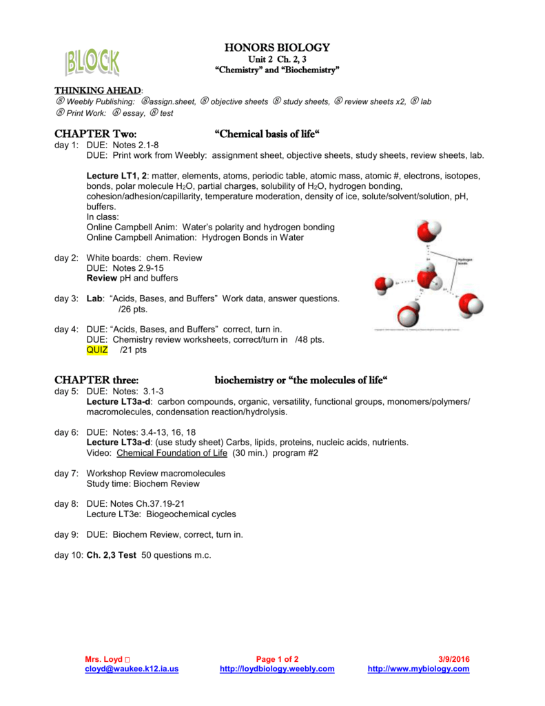 CHAPTER Two Chemical Basis Of Life 