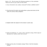 Chem 11 Periodic Trends Worksheet